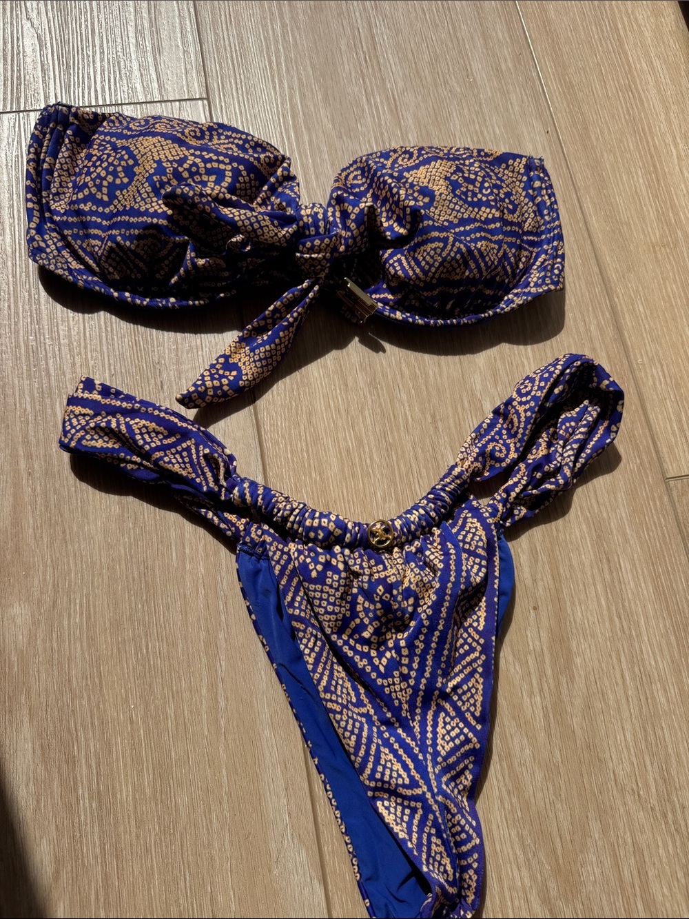 Vix Paula Hernany Blue and Gold Bandeau Bikini Set - Women Accessories